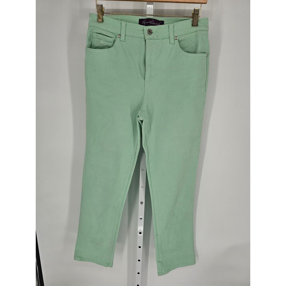Gloria Vanderbilt Women's Stretch Green Mid Rise Button Closer Pant Size 6